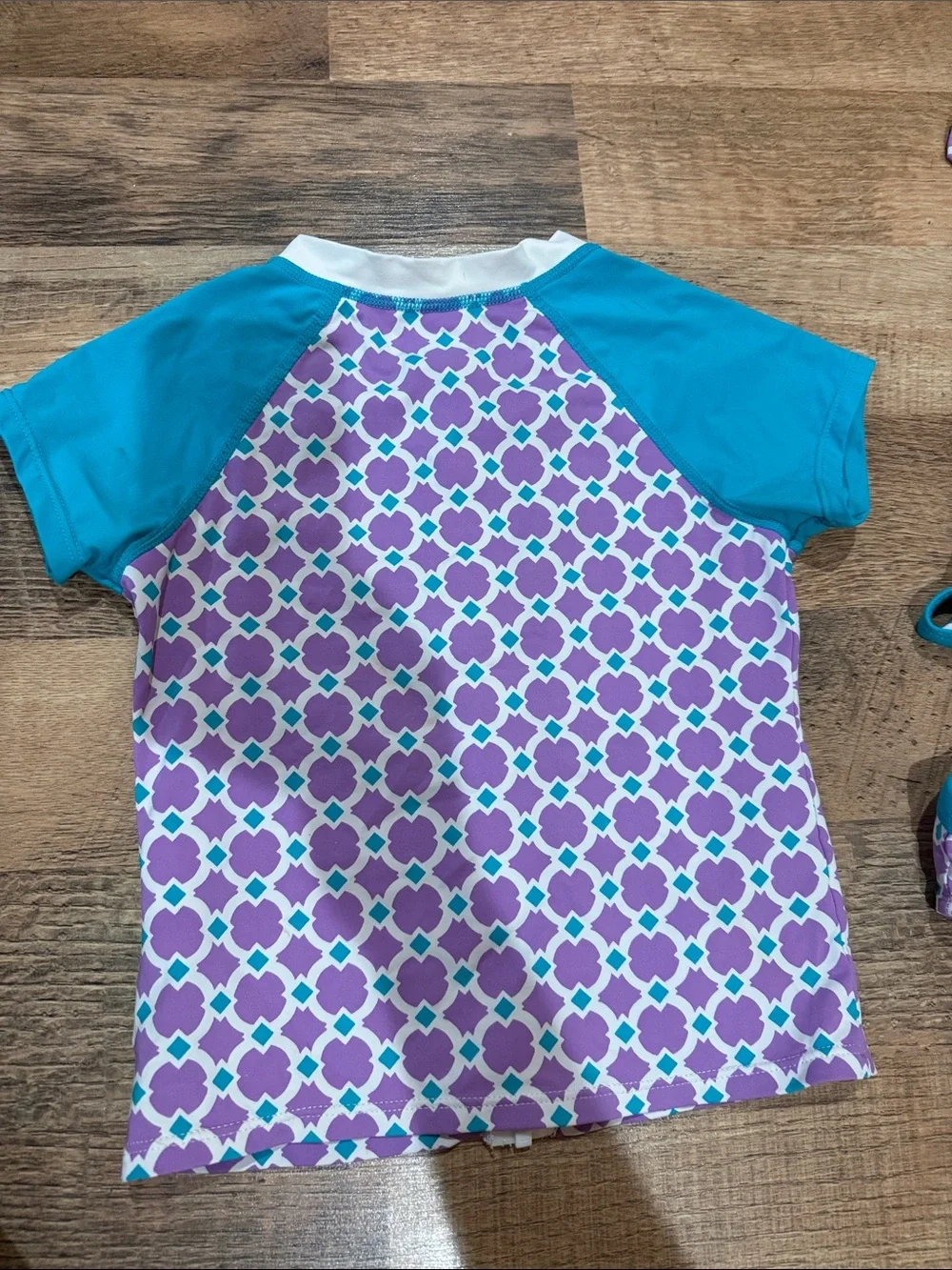 Kids Purple & Teal 3-Piece Swim Set - Rash Guard, Bikini Top & Bottom Size 5